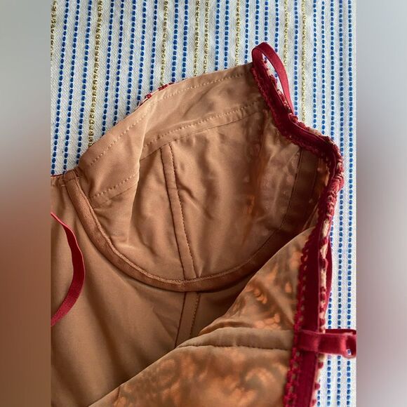 For Love And Lemons Vika Mini Dress Size M Lace Red rods on top - Picture 12 of 17